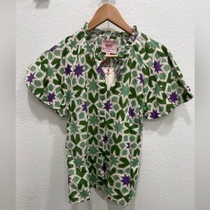 NWT Banjanan Tammy Top Star Gazer Jade Size XS Puff Sleeve